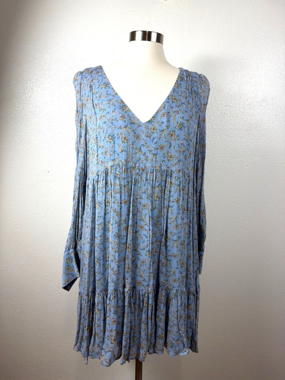 Sézane Aurena Dress Vintage Blue Praire FR 46/US 14 Floral Mini Romantic Boho - Picture 4 of 16